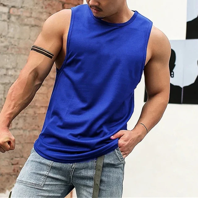 Workout Gym Mens Tank Top Vest Casual Sleeveless Sportswear Shirts Quick Dry Tringer Clothing Bodybuilding Singlets Fitness A50 1