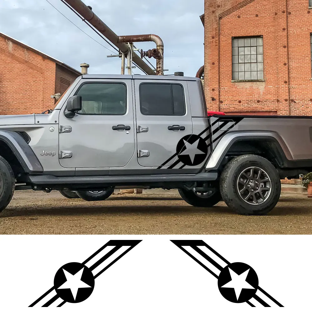 

Pickup door side car sticker Jeep Gladiator JT truck graphic car sticker Stripe Navy Army decal vinyl body blend auto parts