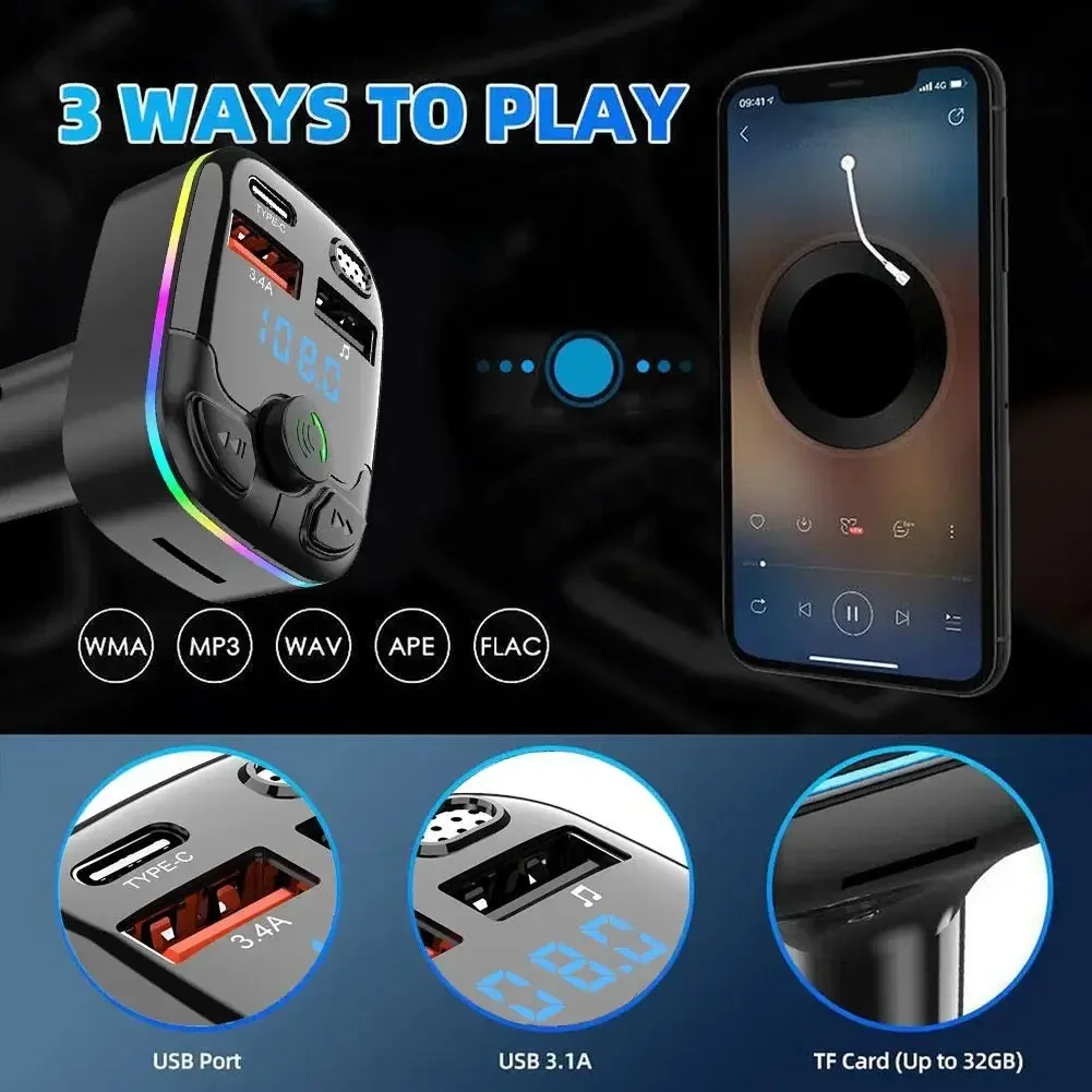Автомобильное зарядное устройство автомобильный Bluetooth FM-передатчик PD + двойной USB