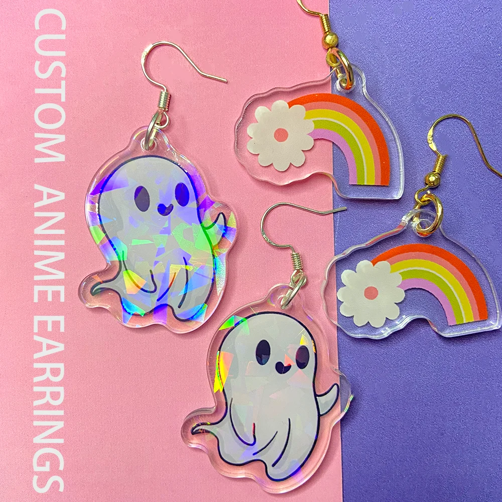 

1Pair Custom Acrylic Accessories Cartoon Photo Anime Charms Customized Personalized Pendientes Earrings For Women