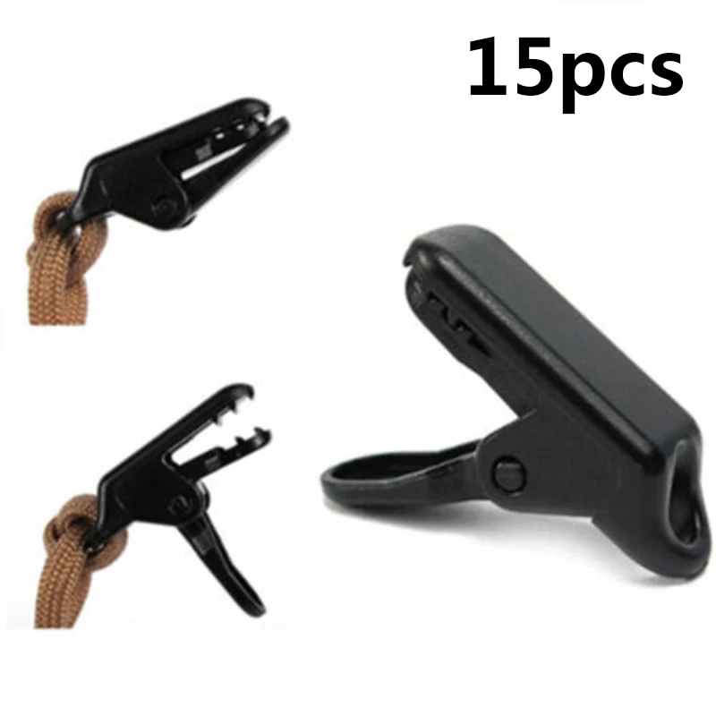 

15pcs Outdoor Camping Tent Stake Holder Tent Peg Accessorie Canopy Pole Fixing Buckle Webbing Buckle Fixing Buckle Bushcraft