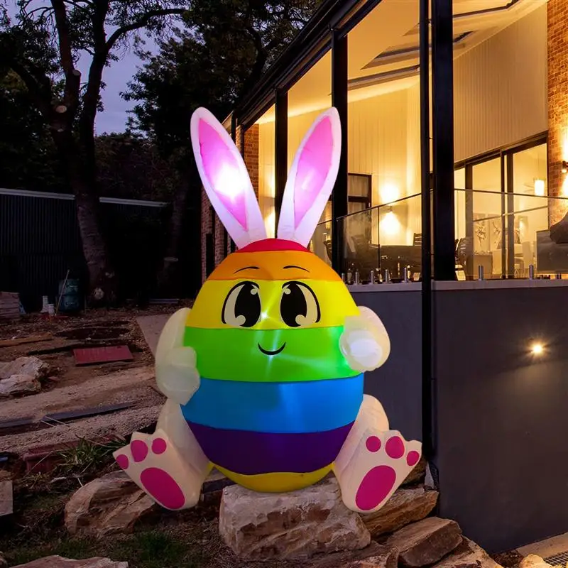 

1 Set Inflatable Easter Rabbit Ear Egg Decoration Blow Up Decoration Festival Party Supplies DIY Easter Party Ornaments