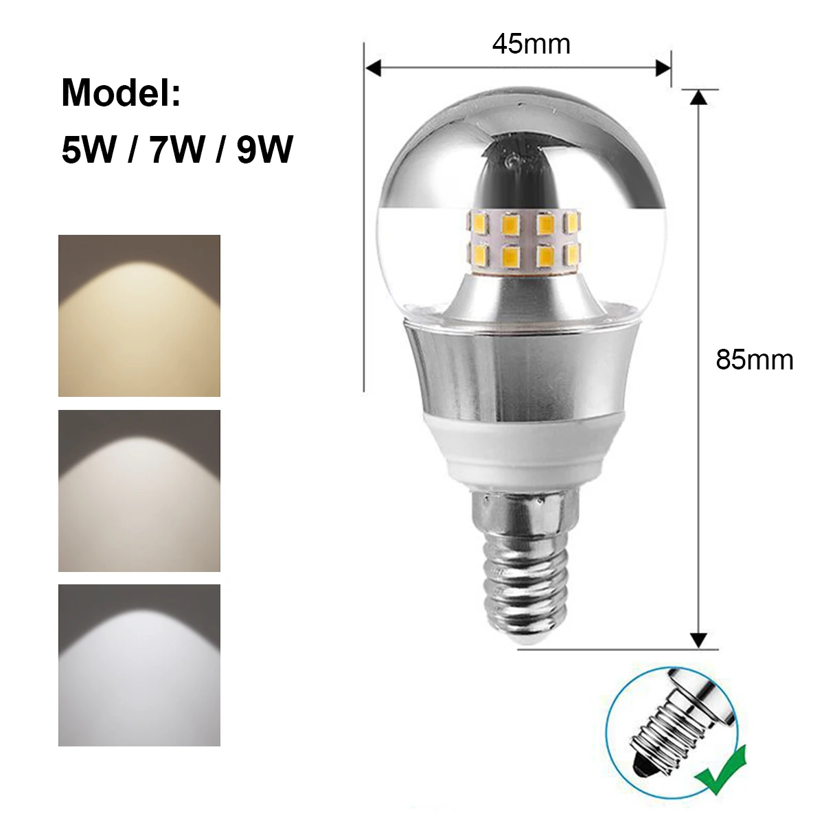 10 шт. светодиодная зеркальная лампа E27 E14 полусеребряная нить 5 Вт 7 Вт 9 Вт декоративная лампа серебристо-белая 3000 К Супер комнатный декор 230 В замена