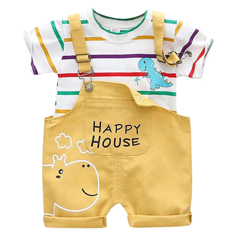 Детский джинсовый комбинезон с коротким рукавом и шортами