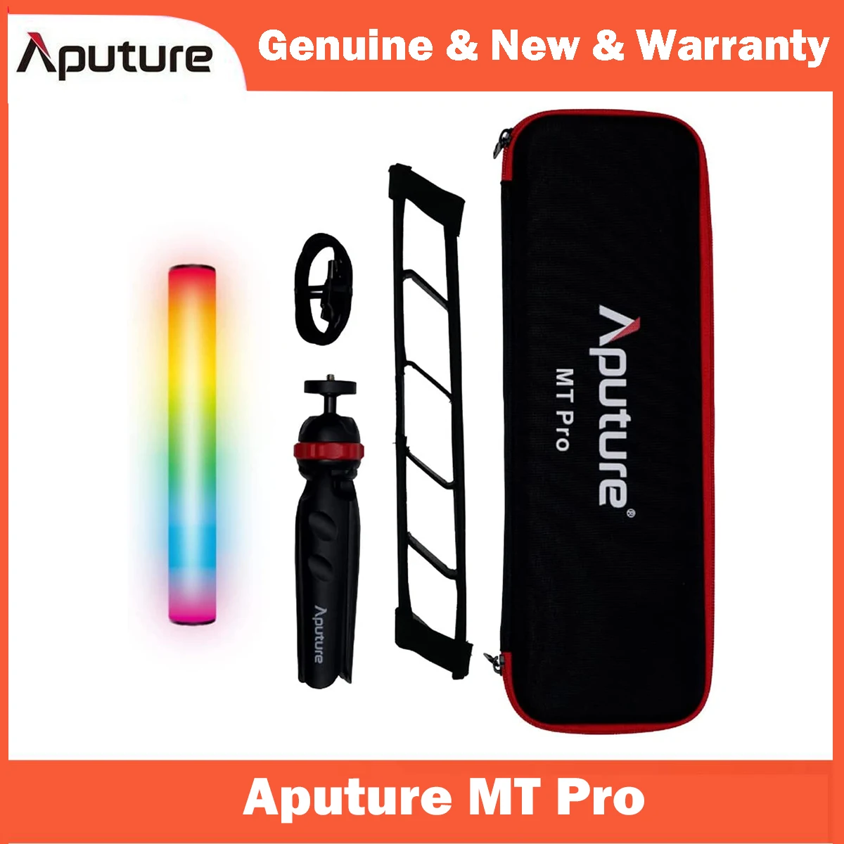 

Aputure MT Pro RGB Tube Light 7.5W CCT from 2000K -10000K Output Pixel-Mappable Support Sidus Link Bluetooth App Control