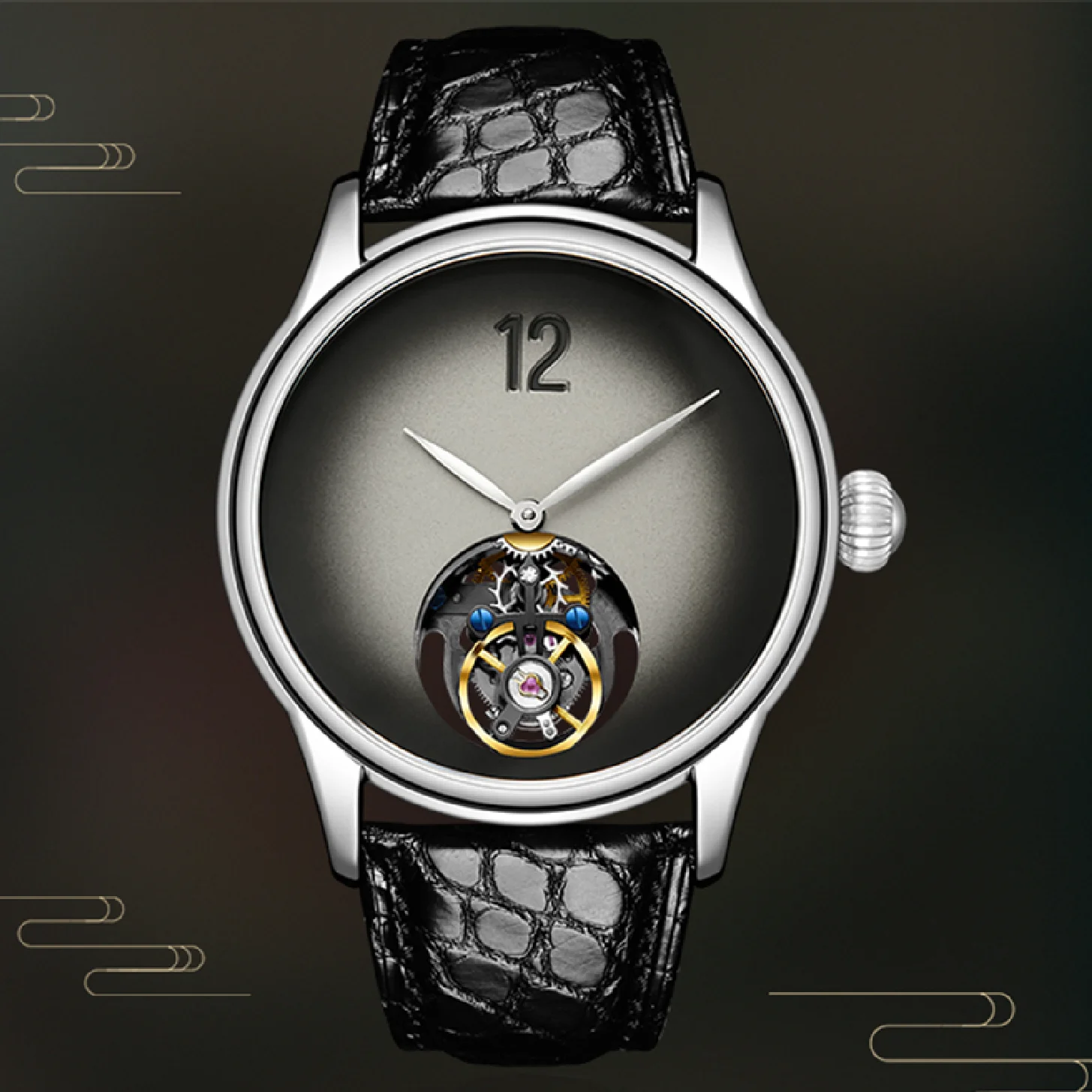 

Merkur 100% Tourbillon Watch Men's Sapphire Waterproof Watch For Men Mechanical Wristwatches Relogio Masculino Alligator Leather