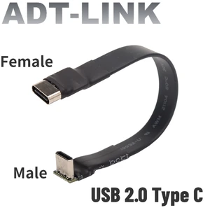 3A USB 2.0 USB C Ribbon Flat Cable Up Down Connector Type-C Charging Data Cable Male/Female Extender Cord For PC TV USB Earphone