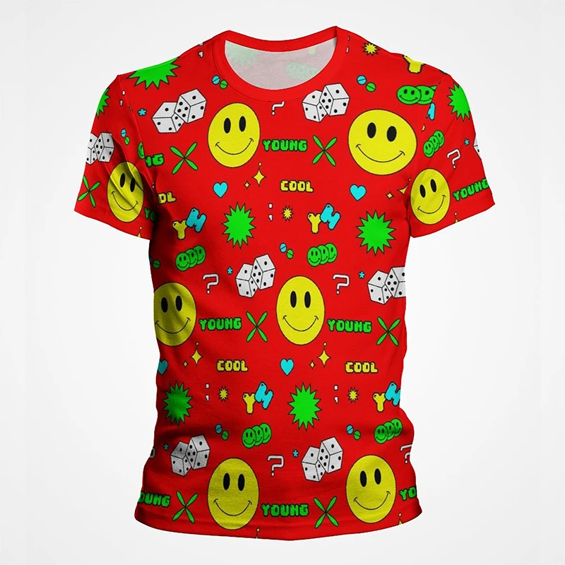 

Street Punk Hop Hip Style T-shirt Graffiti Smiley Face Expression T Shirt Men Women Fashion Summer Short Sleeve Print Tops Tee