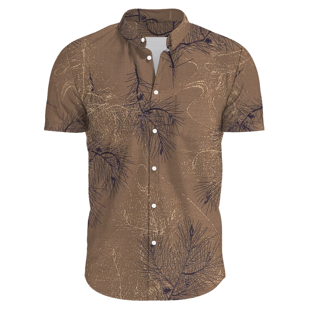 Гавайская Мужская рубашка Повседневная Эластичная пляжная сорочка с