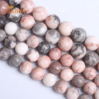 factory wholesale natural pink zebra jaspers round loose spacer beads for jewelry making needlework diy bracelets