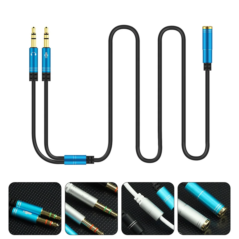 

2PCS Aluminum Alloy Mic Splitter Cable Headphone 3.5mm Splitter for Desktop Computer
