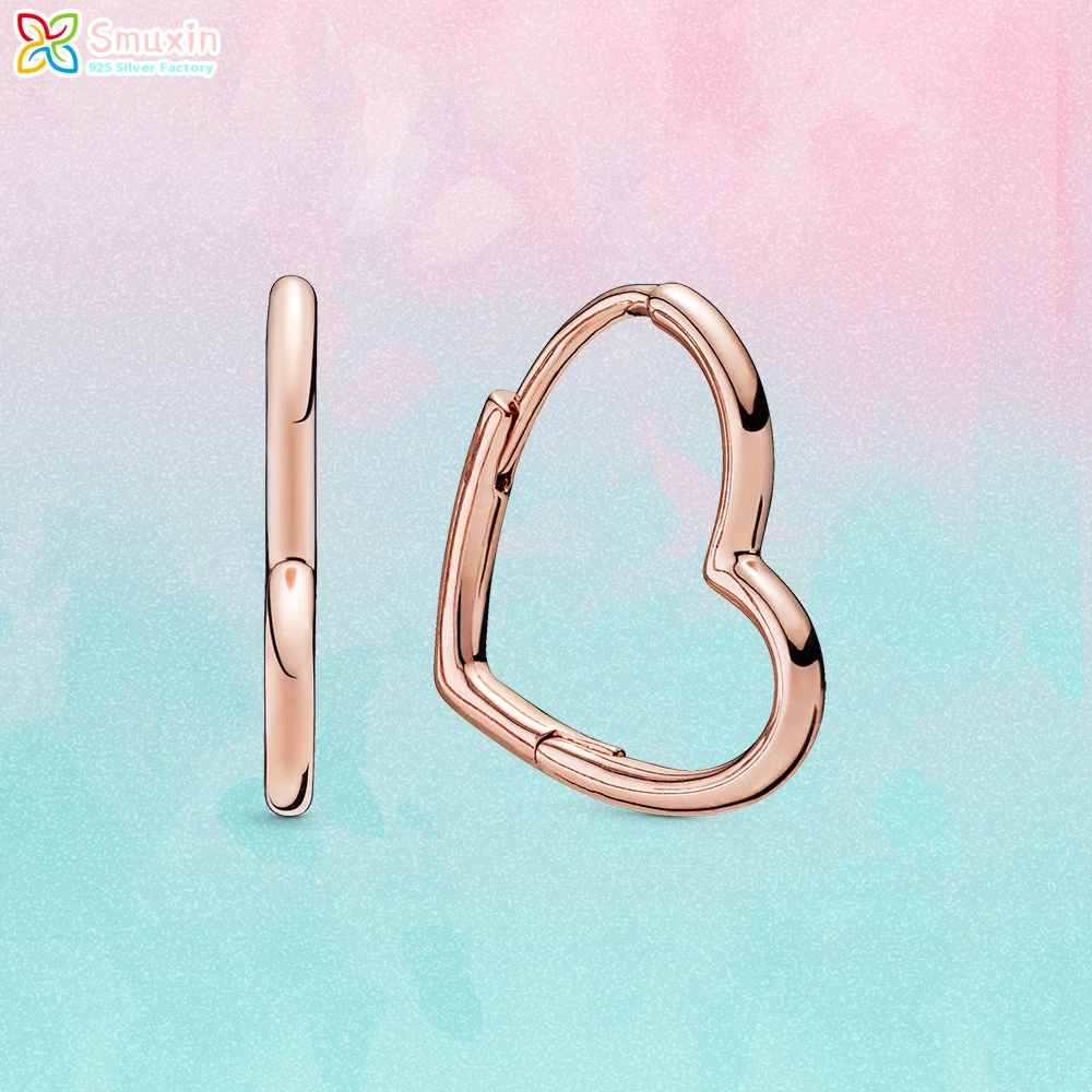 

Smuxin 925 Sterling Silver Earrings Asymmetrical Heart Hoop Earrings for Women Female Fashion Jewelry Making Gift Free Shipping