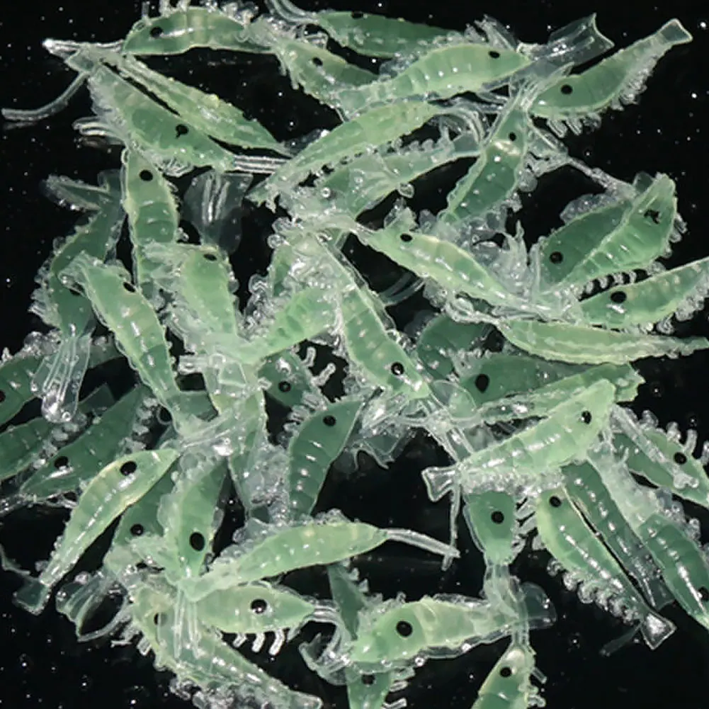 Светящиеся мягкие Сменные приманки в виде креветки 50 шт. 3 см приманка для ночной