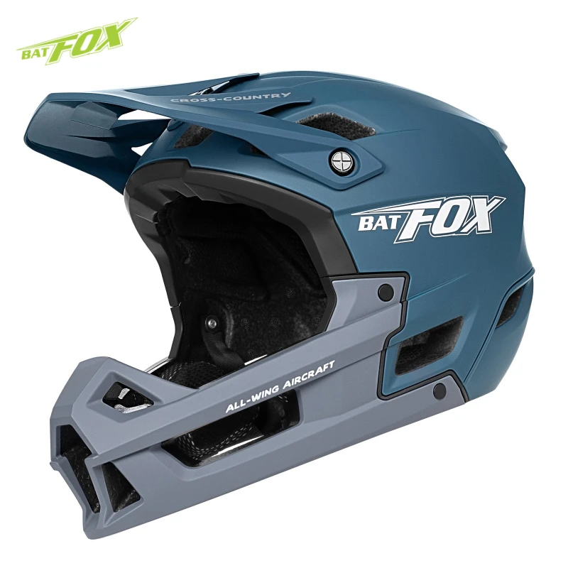 Фото BATFOX-Полнолицевой шлем для взрослых MTB Downhill Цельнолитой горный велосипед BMX Защитный шлем для внедорожного мотокросса №1