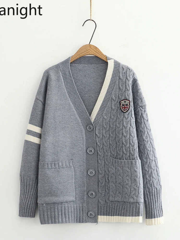 Gaganight Женский вязаный кардиган с косами на весну осень длинным рукавом модная