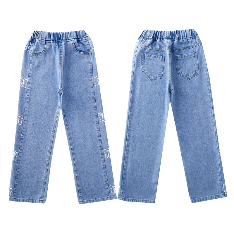 Брендовые джинсы для девочек новинка 2022 Заводские детские брюки демисезонные