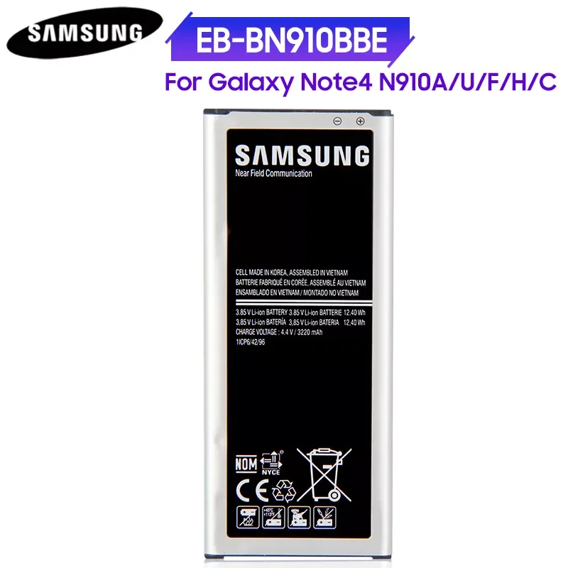

Original Battery EB-BN910BBU EB-BN910BBC EB-BN910BBE For Samsung GALAXY NOTE 4 N910C N9100 N9106W N9108 Note 3 N9002 Note5 N9200