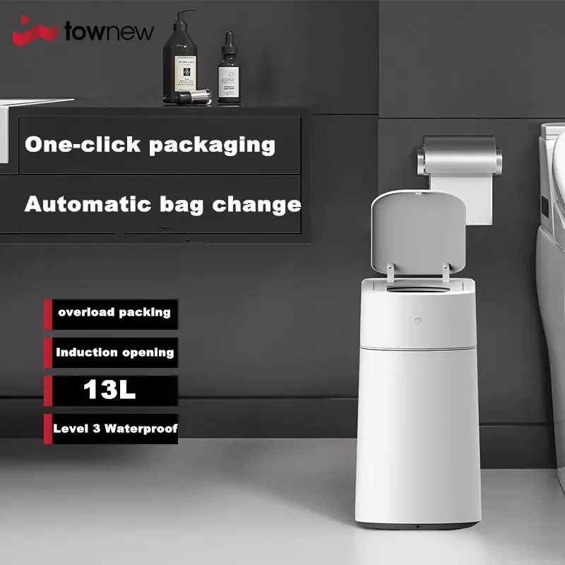

NEW2023 T3 Smart Trash Can 13L Waterproof Automatic Open Lid 35M IR Sensing Motion Sensor Garbage Bin Self-Sealing Dustbin