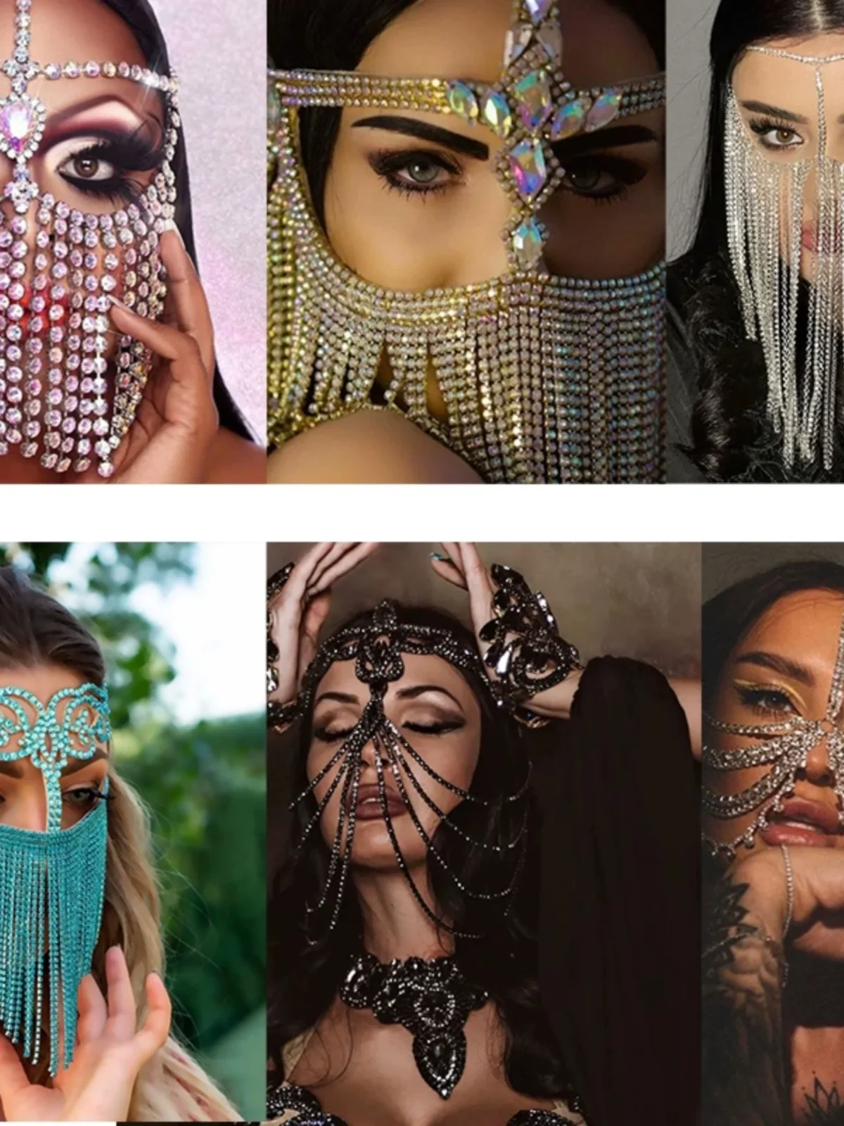 Роскошная европейская и американская маска фэн-шуй с бриллиантами бахромой