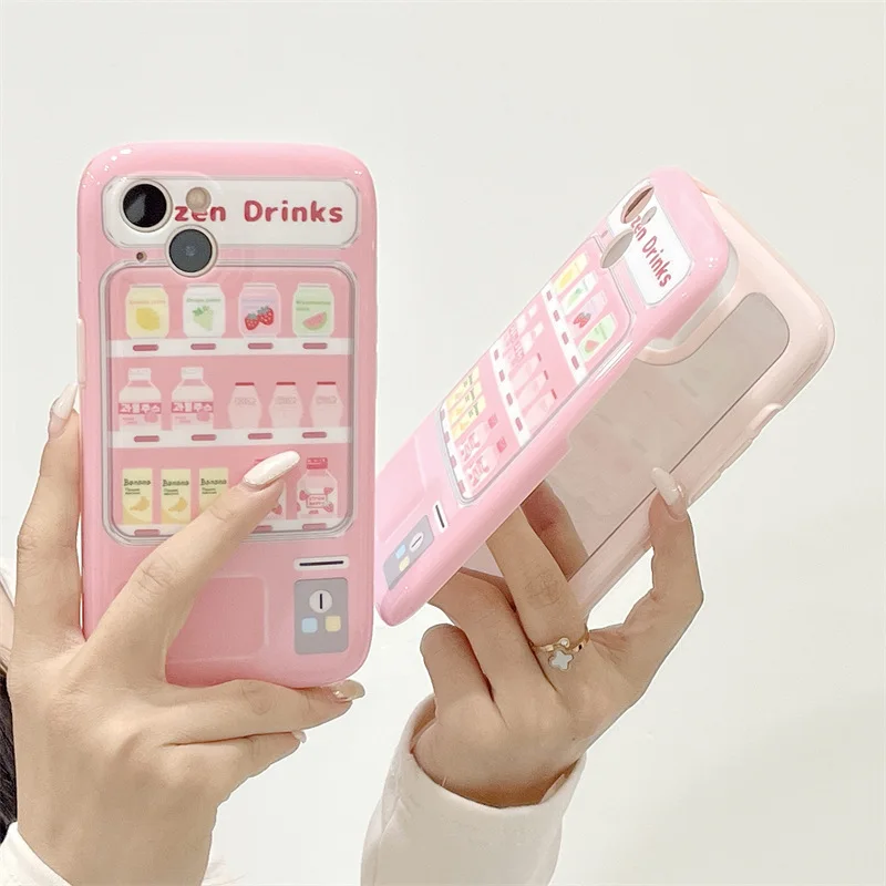 

Creative Drink Vending Machine Makeup Mirror Case Cover for IPhone 14 Plus 11 12 13 14 Pro Shockproof Cases for IPhone 14 Case