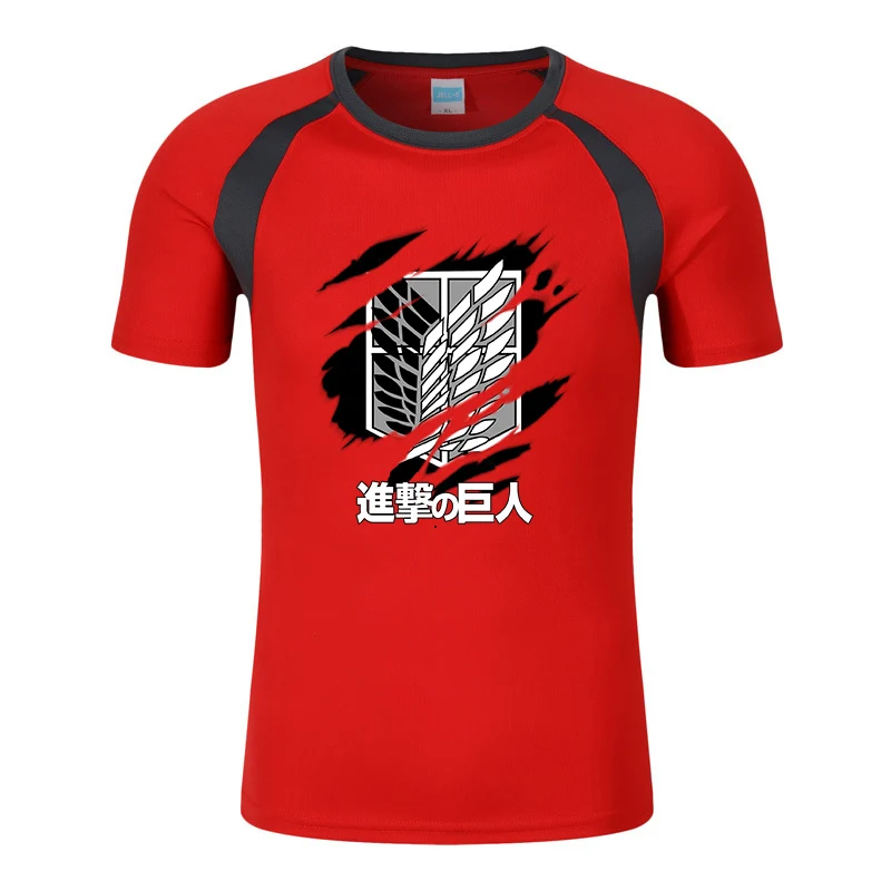 

Attack on Titan 2023 Men New Anime Shingeki no Kyojin Autumn Czech Firearm Eight-Color Short Sleeve Comfortable Breathable Round