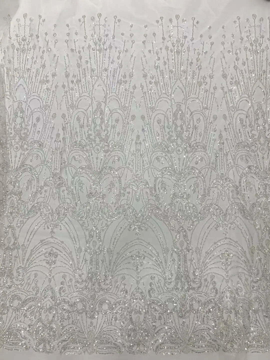 Кружевная ткань с блестками и бусинами яркая кружевная высококачественное