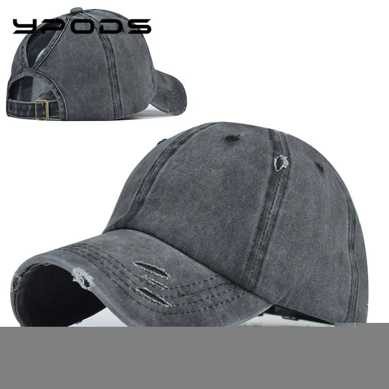 

Washed Baseball Cap Horsetail Hat Tide Curved Brim Mesh Hat Spring and Summer Women's Outdoor Sports Sunshade Hat