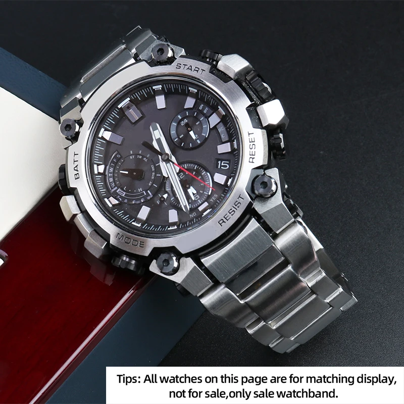 Фото Стальной ремешок MTG-B3000 для часов Casio G-shock 5672 MTGB3000, быстросъемный металлический браслет, водонепроницаемый, черный/серебристый. №5