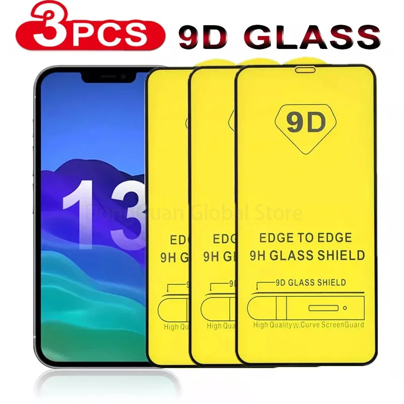 

3Pcs 9D Tempered Glass For iPhone 13 12 11 Pro Max Mini Screen Protector For iPhone X Xr Xs Max 7 8 6S Plus SE Full Cover Glass