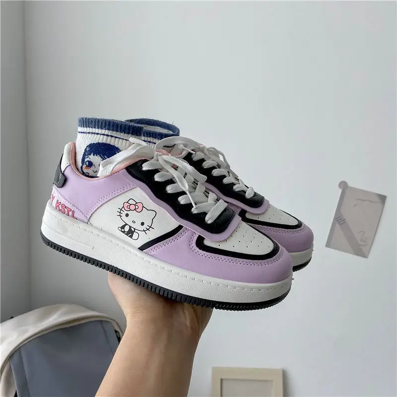 

Повседневная обувь Hello Kitty Kawaii для девочек студенток аниме мультфильм Модная универсальная спортивная резиновая обувь на плоской подошве м...