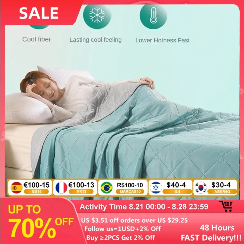 

Summer Ice Cooling Blanket Smooth Air Condition Comforter Lightweight Thin Quilt with Double Side Cold Adults Kids Home Quilts