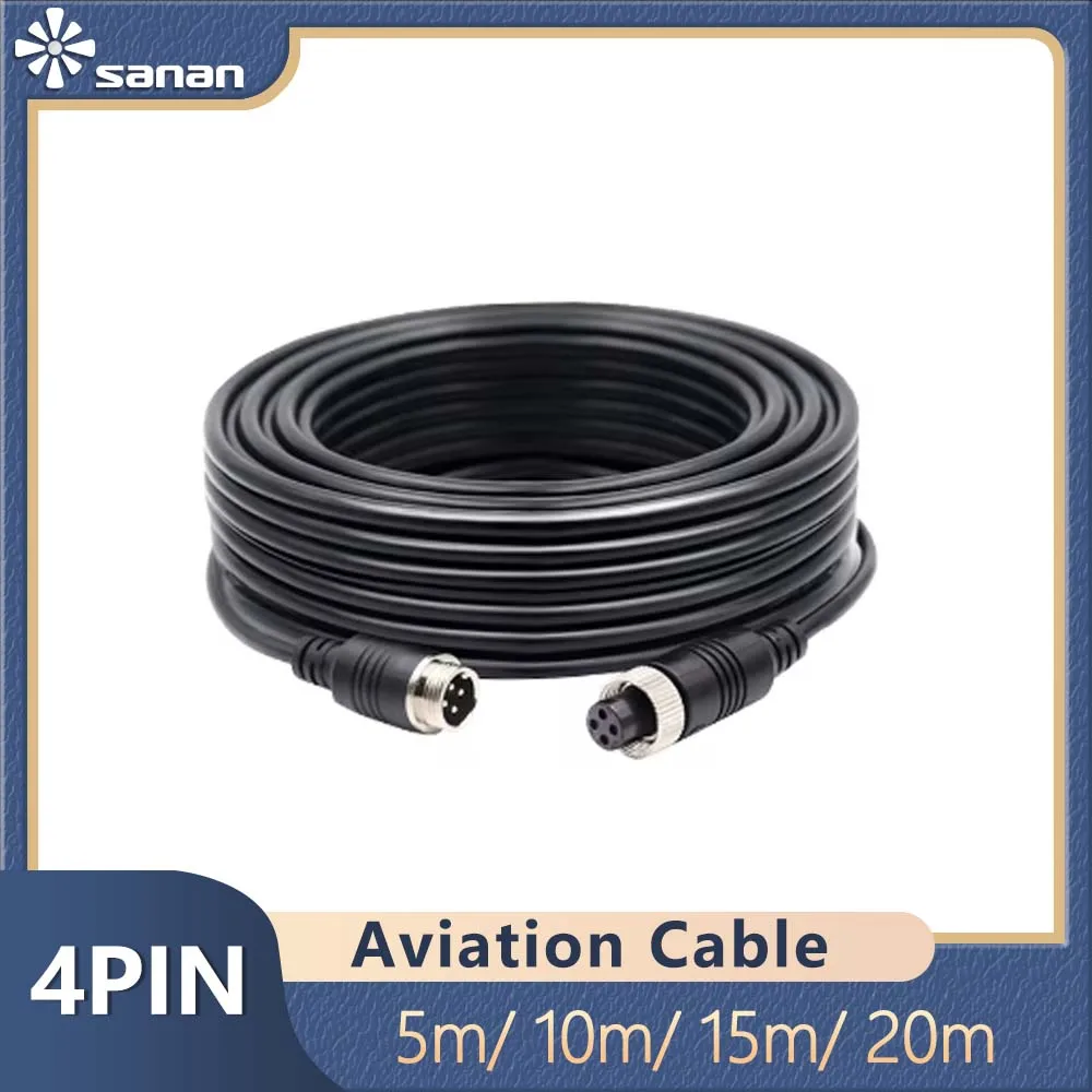 

5 м/10 м/15 м/20 м 4-контактный авиационный соединительный кабель водонепроницаемый удлинительный видеорегистратор видео- и аудиокабель для камеры видеонаблюдения автомобиля и автомобильного монитора