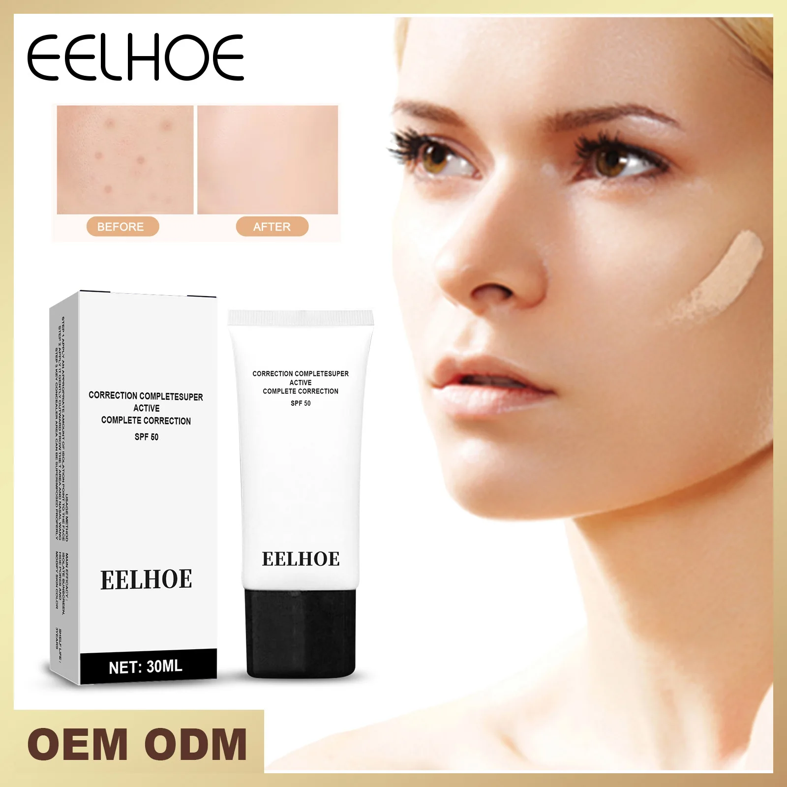 

Eelhoe CC Cream Soft Makeup Primer Cream Moisturizing Whitening Face Brightening Skin Concealer Invisible Pore Makeup Foundation