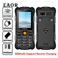 EAOR Rugged Phone Flashlight Keypad Phone with 3000mAh Battery Power Bank IP68 Waterproof Feature Phone Dual SIM Mobile Phone