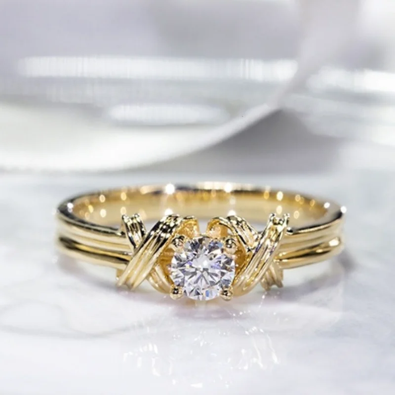 

Luxury Designer Jewelry for Women Wedding Gifts Rings for Women Fidget Gold Color Ring Classic Crystal Ring ZHIXUN