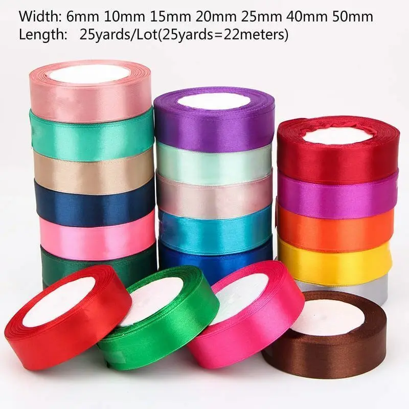 

25Yards/Roll Silk Satin Ribbons For DIY Crafts Bow Handmade Gift Wrap Party Wedding Decorative 6mm 10mm 15mm 20mm 25mm 40mm 50mm