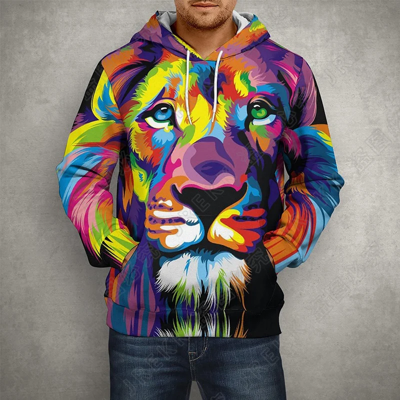 

Модная уличная одежда для мужчин, женщин и детей, Крутое пальто, новый пуловер с длинным рукавом и львом, свитшоты, топы для мальчиков и девоч...