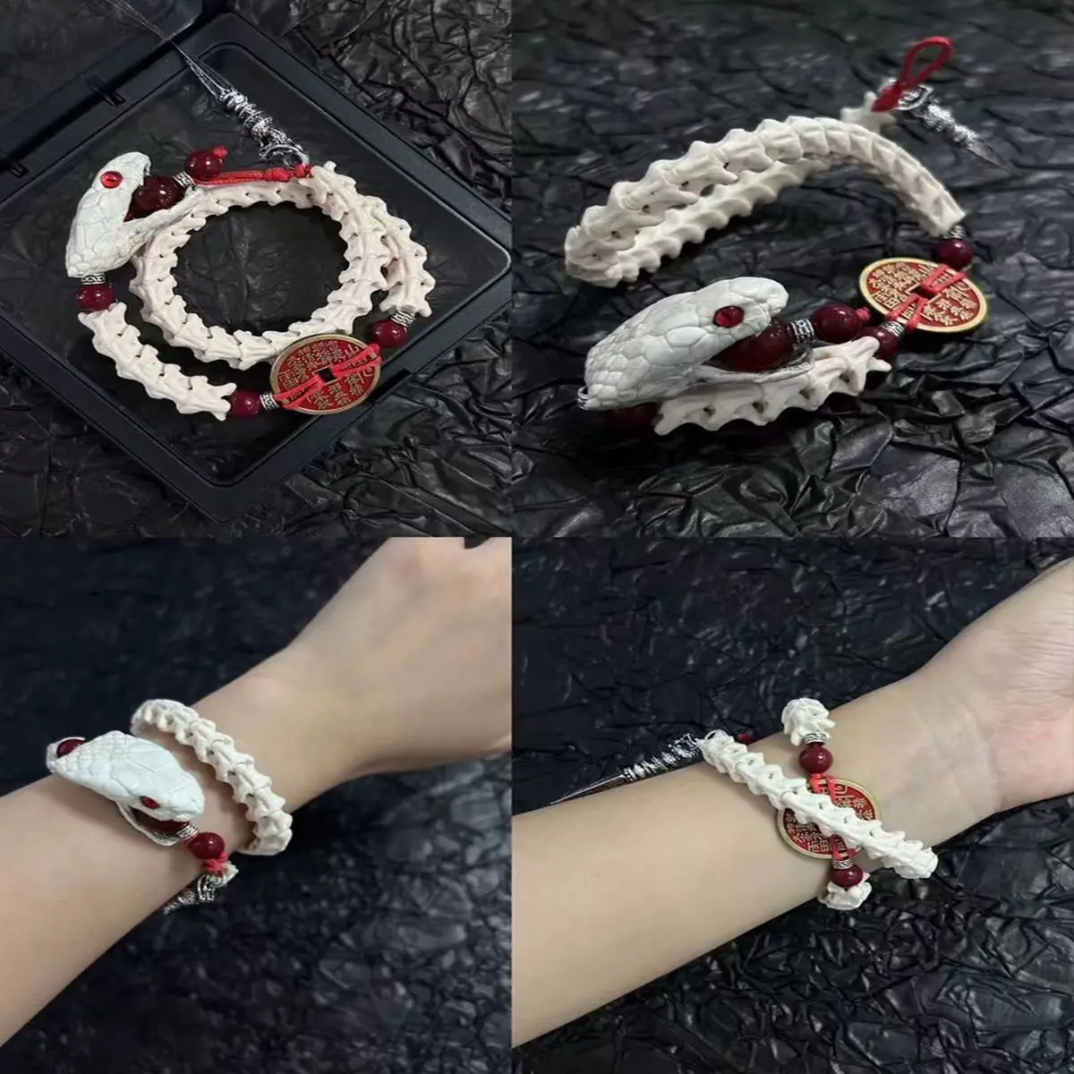 Настоящий браслет из змеиной кости натуральный мужской и женский верный с