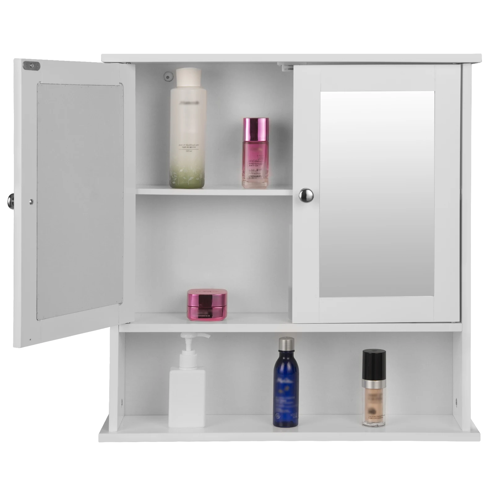 

Bathroom Cabinet with Mirror MDF 56x13x58.3cm Wall Mounted Bathroom Cabinet with 3 shelves Toilet Furniture Cabinets Cupboard