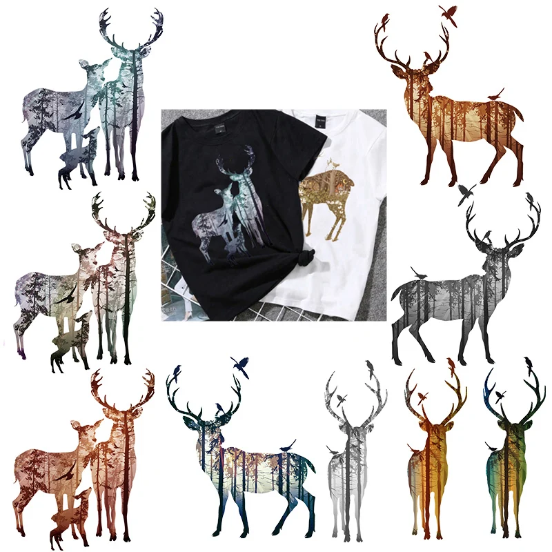 

Тепловые Переводные нашивки Deer Forest Elf для одежды, наклейка «сделай сам» в скандинавском стиле, художественные термонаклейки с принтом