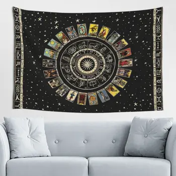 Mandala Tarot Cards Tapestry Wall Hanging Astrology Star Plate Sun & Moon Psychedelic Witchcraft Supplie Hippie Myth Cloth Decor