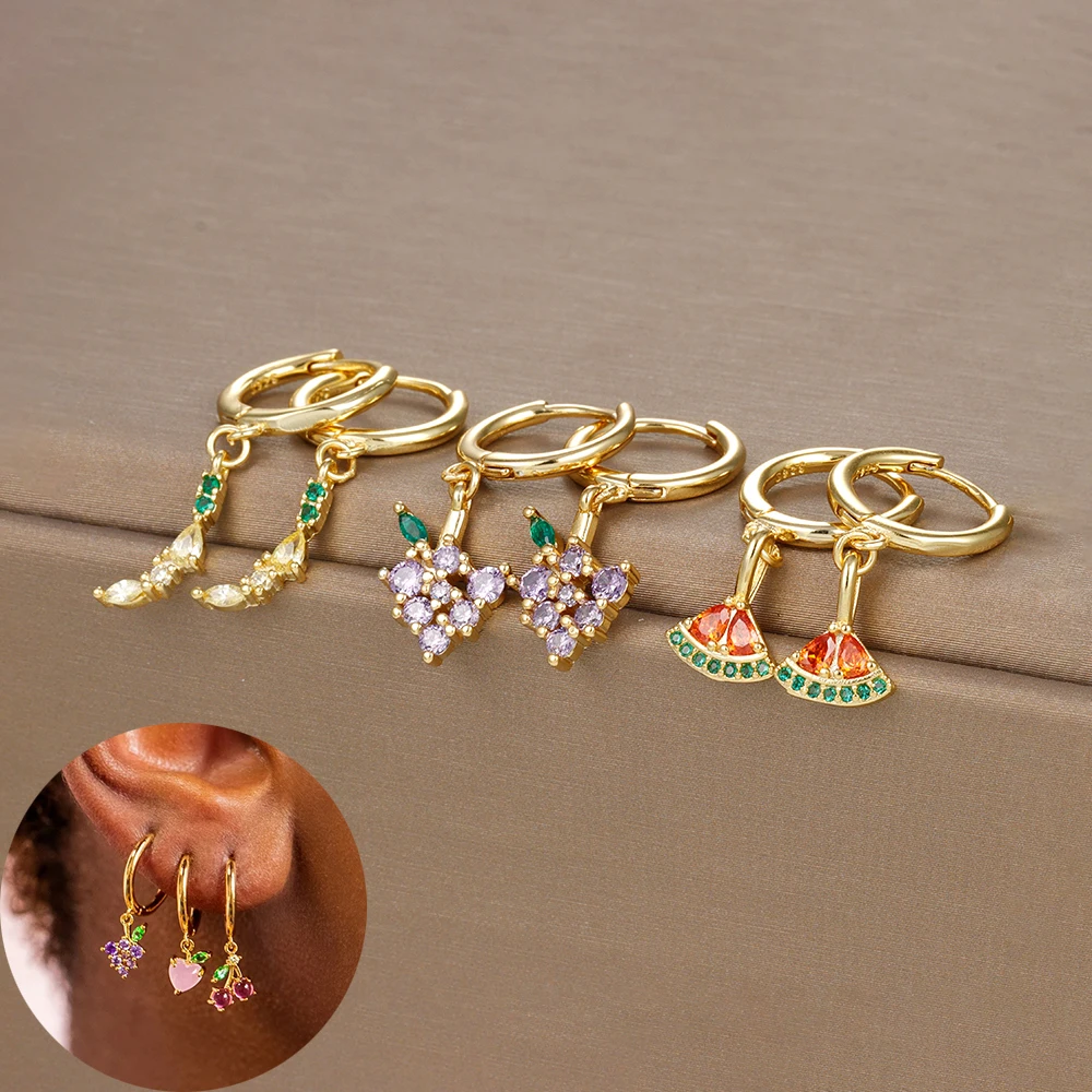 Висячие серьги в Корейском стиле с фруктами для женщин висячие из нержавеющей