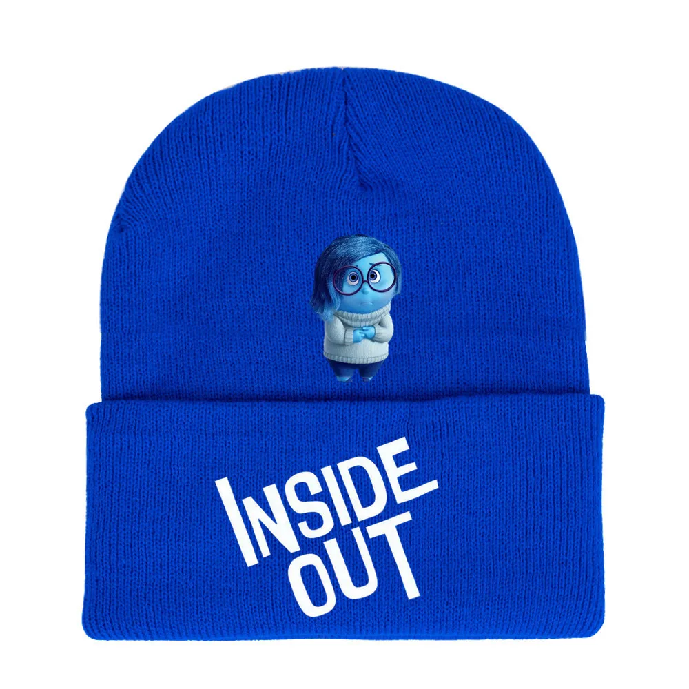 Милая вязаная шапка с вышивкой из мультфильма Inside Out принтом пуловер теплая