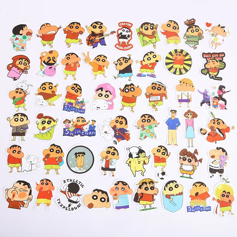 

50 мультяшных Аниме Crayon Shin-chan милые наклейки чемодан ноутбук индивидуальные декоративные эстетические наклейки детские подарки