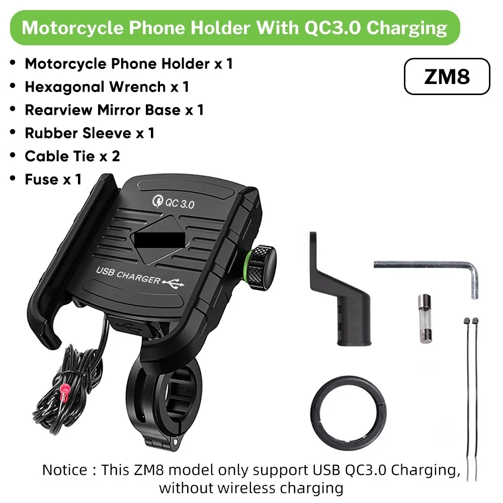 new motorcycle phone holder for moto motorbike mirror mobile stand support usb charger wireless charging cellphone mount free global shipping