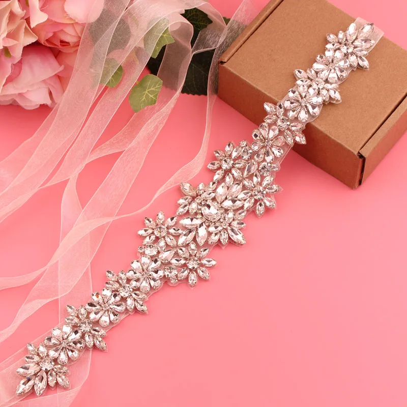 

YJWSXF - Bridal Belts Bling Wedding Women Jewelry Silver Rhinestone Pearl Crystal Sparkly Party Formal Dress Diamond Sash