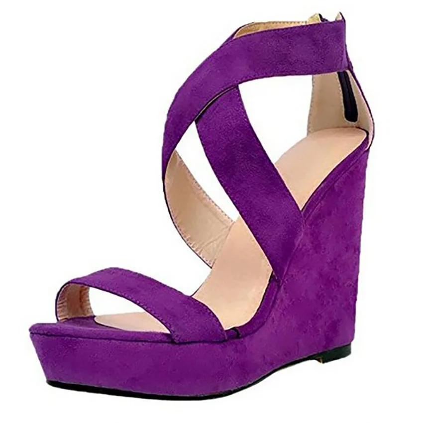 

Женские босоножки на высоком каблуке, однотонные сандалии на молнии сзади, на платформе, с перекрестными ремешками, с открытым носком