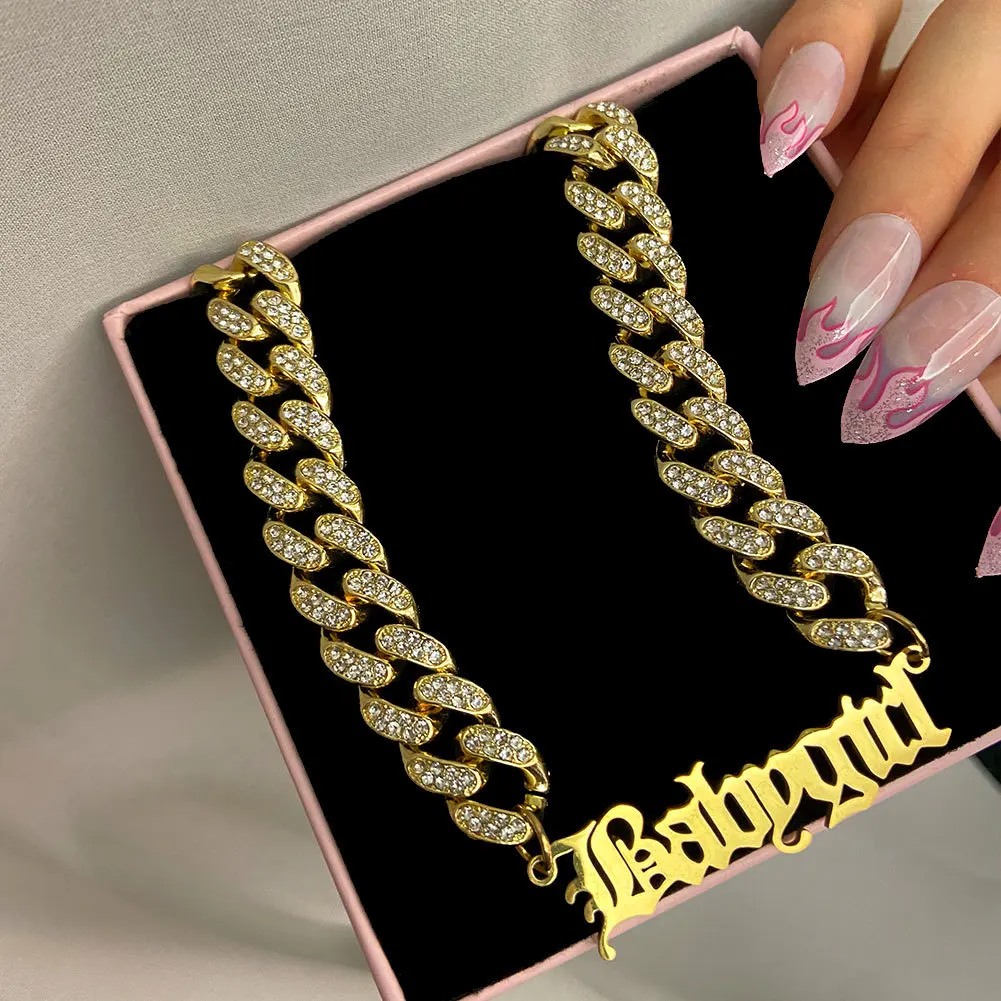 

Ожерелье Scooya из кубинской цепи в стиле хип-хоп для мужчин и женщин, колье из сплава с надписью рэп, золотистого и серебристого цвета с надпис...