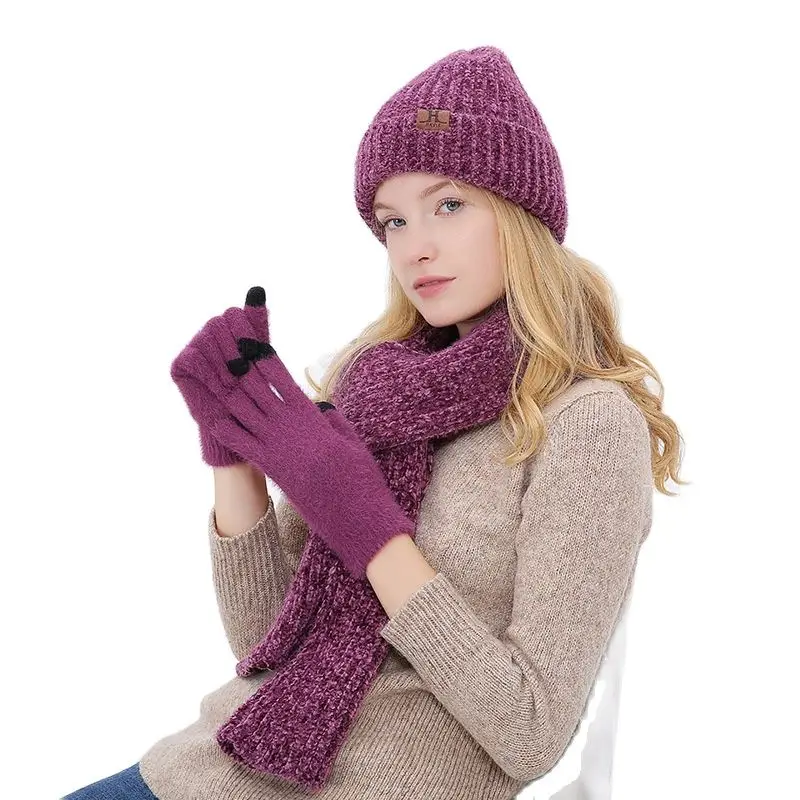 

Женская вязаная шапка и шарф, зимняя хлопковая Вельветовая шапка и перчатки