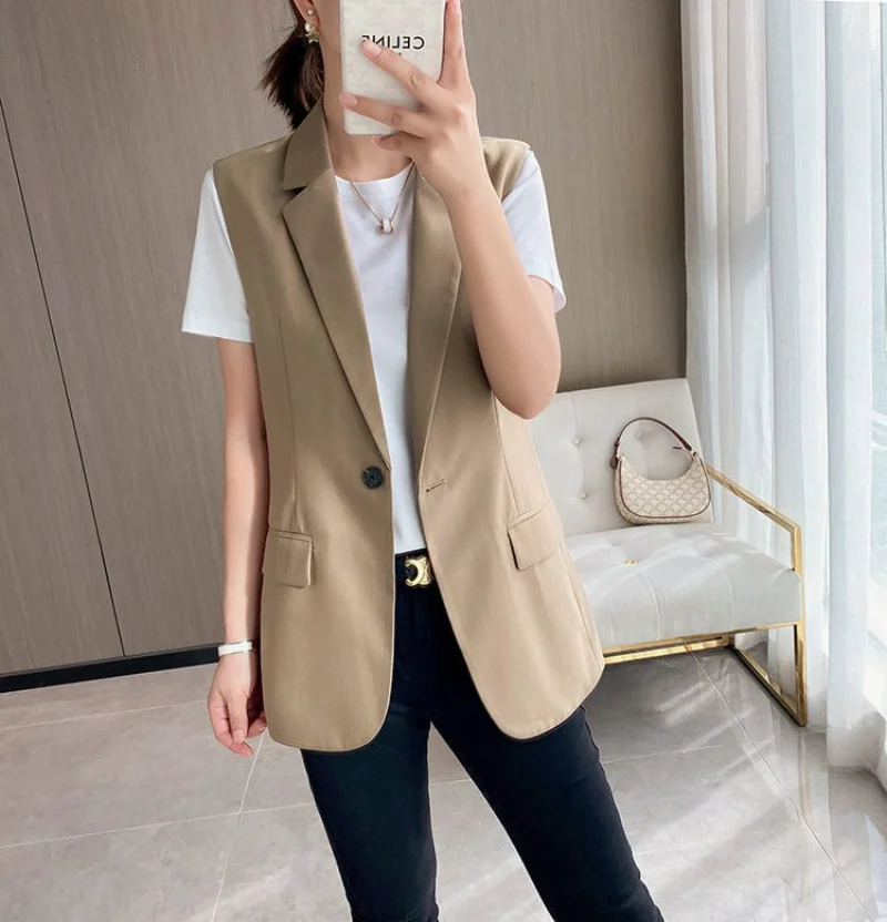 Blazer for Women 2023 Summer New Sleeveless Blazer Trend Slim Solid Color Blazer Women Vest